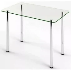 Glass dining table D-04-0 with tempered glass and chrome legs